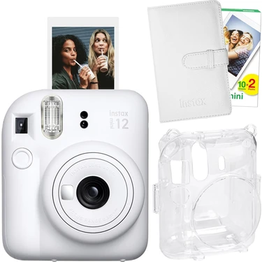 Assess Store Mini 12 Beyaz Fotoğraf Makinesi-20'lu Film-Laporta Albüm ve Şeffaf Kılıf