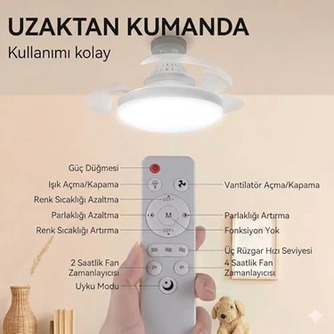 Assess Store Dolunay Fanlı LED Ampul - 72W 7850 Lümen - 3 Renk Yanma Modlu (Beyaz, Gün Işığı,