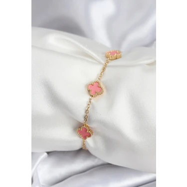 Renas Store 316L Çelik Gold Renk Pembe Baby Boy Yonca Kadın