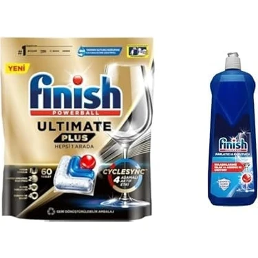 Teknocan Plus 60 Kapsül Bulaşık Makinesi Deterjanı Tableti 1 x 60 Kapsül ve Finish Bulaşık Makinesi