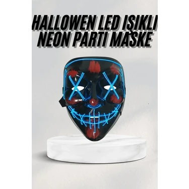 Aslanoğlu Store LED Işıklı Neon Maske Cadılar Bayramı Maskesi Korkunç Korku