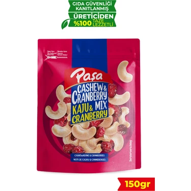 Paşa Kuruyemiş Çiğ Kaju & Cranberry 150 gr | Çiğ Karışık