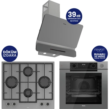 Ferre New Steamart & Fryart Chef Edition Gri 3'lü Ankastre Set 
