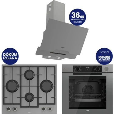 Ferre New Steamart & Fryart Chef Edition Gri 3'lü Ankastre Set 