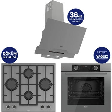 Ferre Fryart Chef Edition Gri 3'lü Ankastre Set