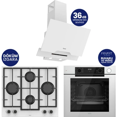 Ferre New Steamart & Fryart Chef Edition Beyaz 3'lü Ankastre Set