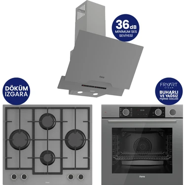 Ferre Steamart & Fryart Chef Edition Gri 3'lü Ankastre Set