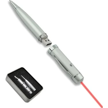 16 GB USB Bellekli Metal Sunum Kalemi - Kırmızı Lazer
