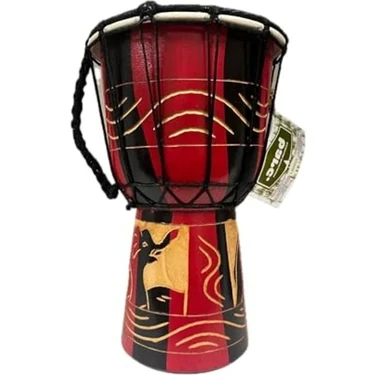 25 cm Ahşap Djembe Davul, Otantik El Yapımı, Fil