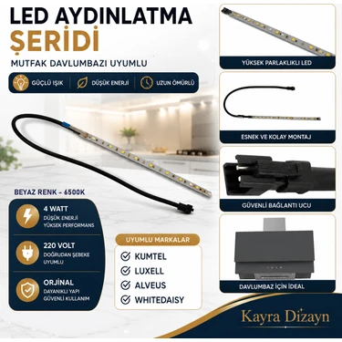 Davlumbaz Şerit LED Aydınlatma Lamba Beyaz Luxell Alveus Whitedaisy Kumtel