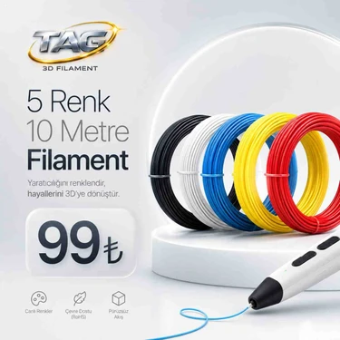 Tag 3D Kalem Filamenti 5 Renk 10
