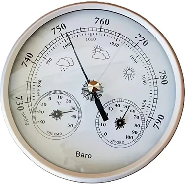 Natura Zone Barometre Seti. 3'lü Barometre Termometre Hygrometre. 130MM.