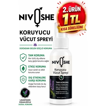 Nivoshe Kene ve Sivrisinek Karşı Koruyucu Lavanta Özlü Bitkisel Sprey Tüm Vücut Için Seyahat ve