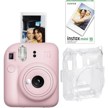 Mini 12 Pembe Fotoğraf Makinesi-10'lu Film ve Şeffaf Kılıf