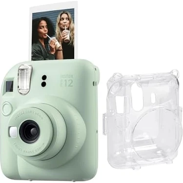 Mini 12 Yeşil Fotoğraf Makinesi ve Şeffaf Kılıf