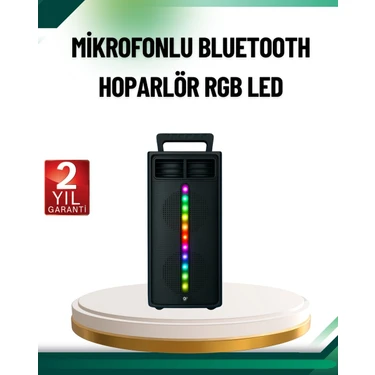 TKÇ Şarjlı Işıklı Bluetooth Hoparlör | USB Aux Tf Kart ve Radyo