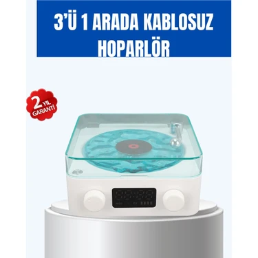 TKÇ Retro Tasarımlı Gece Lambalı Bluetooth Hoparlör – Saat ve Pil