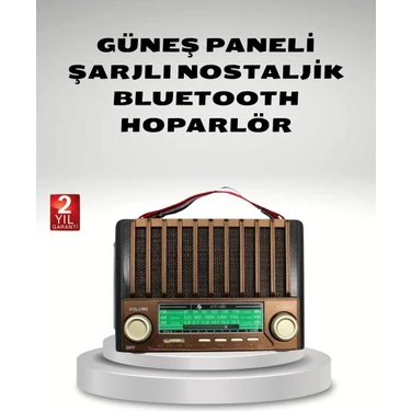 TKÇ Taşınabilir Hoparlör Güneş Panelli Bluetooth USB Sd Fm Am Sw