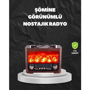 TKÇ Solar Şarjlı Şömine Işıklı Bluetooth Hoparlör – Radyo USB Tf Kart