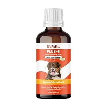 Uravas Store Biofeline Köpekler Için Plus B Damla 50ML ve Tüy Dökülmesini Engelleyici Biotinli Tüy