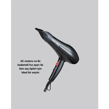 Esranın Dünyası 2200W Fön Makinesi – Profesyonel Ac Motor, Soğuk ve Sıcak Üfleme -