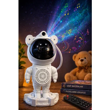 Azurtech MXS-003 Uzay Astronot Gökyüzü Lazer Projeksiyon ve Bluetooth Hoparlör Gece