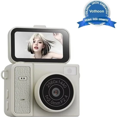 Uravas Store 2k Mini Dijital Retro Video Kamera Flaşlı Dijital Vlog Mini Fotoğraf Makinesi Türkçe