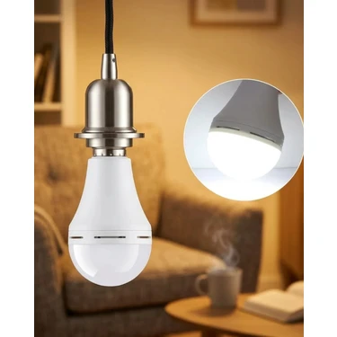 Zenvia Elektrik Kesintisinde Yanan Şarjlı LED Ampul E27 6500K Güçlü Işık