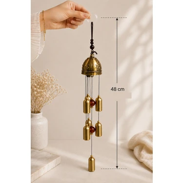 Güzelyüz Avm Dekoratif Metal Rüzgar Çanı Feng Shui Balkon Bahçe Kapı Süsü 48 cm Askılı Çan