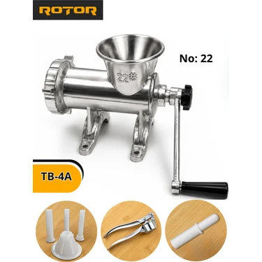 Rotor Manuel Et Kıyma Makinesi No:22 Alüminyum Döküm – Paslanmaz Bıçak ve