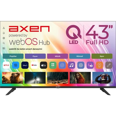 Axen AX43QFMLN-W02S 43" 109 Ekran Uydu Alıcılı Full HD QLED webOS Smart
