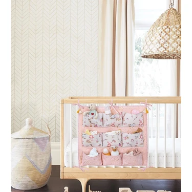 TeknoKapsül Baby 9 Cepli Bağlamalı Beşik Kenarı Düzenleyici (Pembe) (