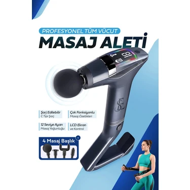 Ensiga Yeni Nesil Profesyonel LCD Göstergeli Şarjlı Tüm Vucut Masaj Tabancası Çok Fonksiyon Fıtness