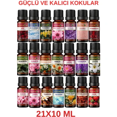 Harmoni Eko Set Esansiyel Uçucu Yağ Buhurdanlık Yağı Difüzör Esansı Aromaterapi  Koku Yağı 21x10