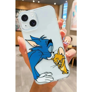 3gen Case iPhone 13/14 Uyumlu Sevimli Karakterler Desenli Şeffaf Silikon