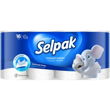 Selpak 16 Rulo 3 Katlı Tuvalet Kağıdı Yüksek Emicilik ve Cilt Dostu