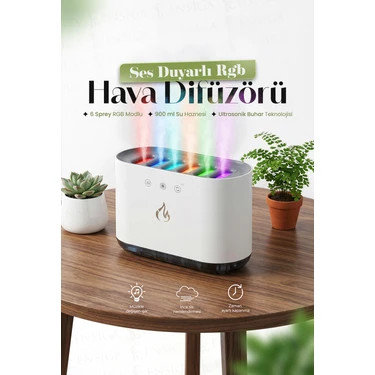 Ultrasonik Hava Nemlendirici Buhar Makinesi 6 Sprey Rgb Modlu Sese Duyarlı
