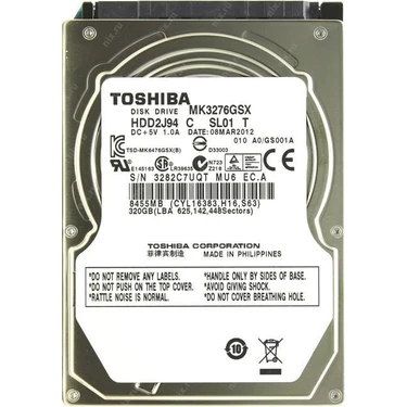 Toshiba MK3276GSX 320GB 2.5'' Sata3 5400RPM Notebook HDD 8MB Fiyatı