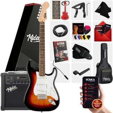 Midex RPH-30SB-25AMP Gül Klavye SSS 25W Amfili Elektro Gitar