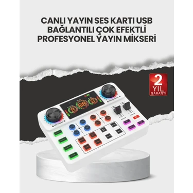 İlk El Grup Çok Efektli Canlı Yayın Ses Mikseri USB ve Kablosuz