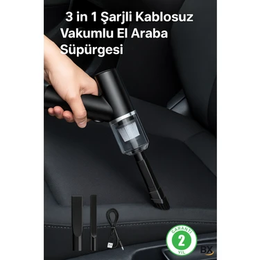 İlk El Grup 3 In 1 Şarjlı Kablosuz Vakumlu El Araba Süpürgesi Araç Ev Ofis