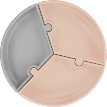 Esranın Dünyası Puzzle Vakum Tabanlı Silikon Tabak Bubble Beige / Powder