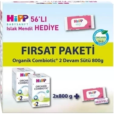 Esranın Dünyası 2 Organik Combiotic Bebek Sütü 800 gr X2 Islak Mendil