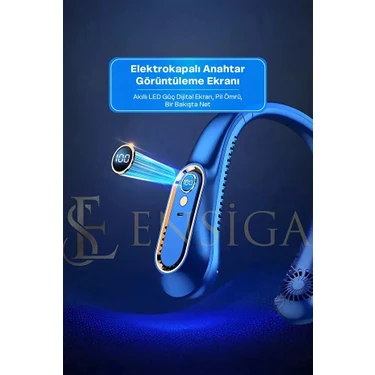 Bıçaksız Boyun Fanı Dijital Ekranlı Taşınabilir Mini Hava Soğutucu USB Şarj