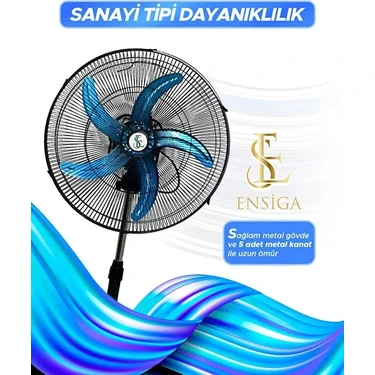Ensiga Vantilatör Güçlü 18" Sanayi Tip 4 Salınım 80W Güçlü Performansı ve Dayanıklı Yapı