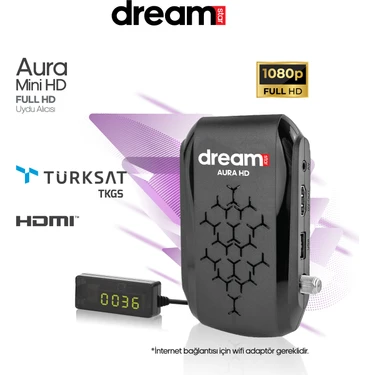 Dreamstar Aura Mini HD | Uydu Alıcısı | Full HD Görüntü | USB