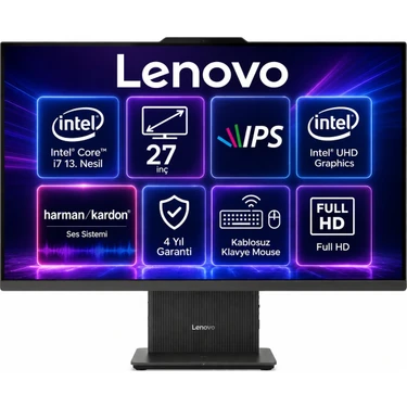Lenovo Ideacentre 27IRH9 Intel Core I7-13620H 24GB 2tb SSD 27" Fhd - IPS Windows 11 Siyah All In