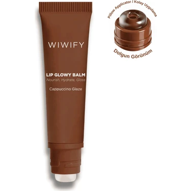 Wiwify Lip Glowy Balm Cappuccino Glaze Renkli Dudak Bakım, Parlatıcı, Nemlendirici, Dolgun Görünüm