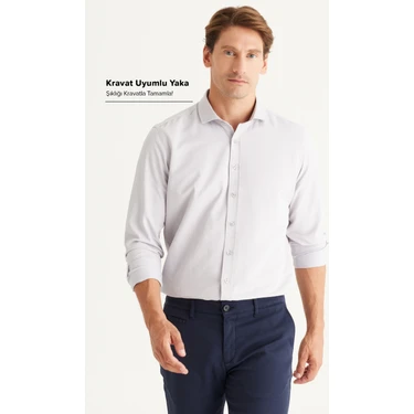 Altınyıldız Classics Erkek Gri Kolay Ütülenebilir Slim Fit Dar Kesim Italyan Yaka Armürlü