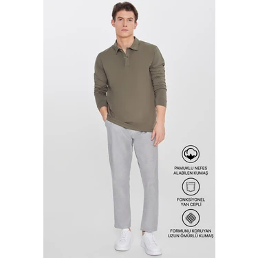 Altınyıldız Classics Erkek SIYAH MELANJ Pamuklu Standart Fit Normal Kesim Beli Lastikli Diagonal